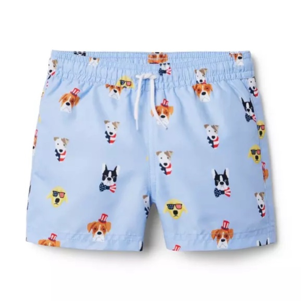 Janie and Jack Light Blue Dog Print Shorts